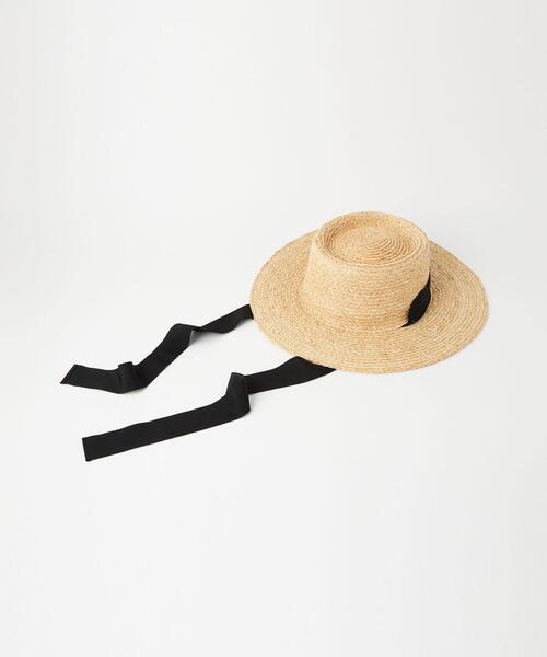 green label relaxing(グリーンレーベルリラクシング)の「【矢野未希子さん着用】ラフィア 2WAY リボン ハット(ハット・レディース・ブラック/ベージュ・FREE)」の13枚目の写真