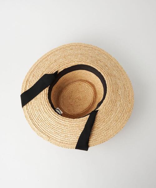 green label relaxing(グリーンレーベルリラクシング)の「【矢野未希子さん着用】ラフィア 2WAY リボン ハット(ハット・レディース・ブラック/ベージュ・FREE)」の7枚目の写真