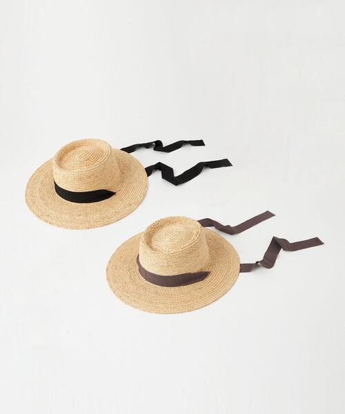 green label relaxing(グリーンレーベルリラクシング)の「【矢野未希子さん着用】ラフィア 2WAY リボン ハット(ハット・レディース・ブラック/ベージュ・FREE)」の11枚目の写真