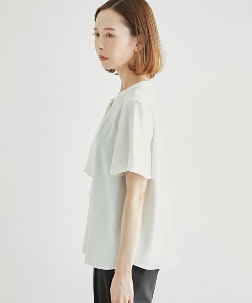 ROPE' PICNIC（ロペピクニック）の「【WEB限定カラー:ベージュ,ピンク】ボウタイフウタックハーフスリーブ（シャツ/ブラウス・レディース・チャコールグレー/ホワイト/ベージュ/ネイビー/ラベンダー/ピンク・38）」の17枚目の写真