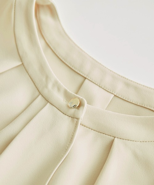 ROPE' PICNIC（ロペピクニック）の「【WEB限定カラー:ベージュ,ピンク】ボウタイフウタックハーフスリーブ（シャツ/ブラウス・レディース・チャコールグレー/ホワイト/ベージュ/ネイビー/ラベンダー/ピンク・38）」の18枚目の写真