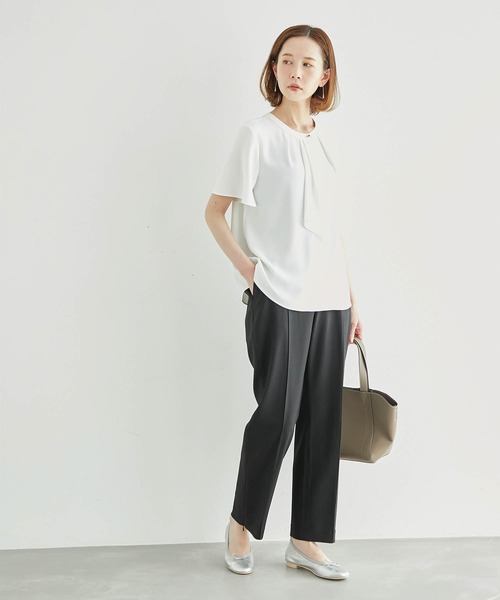 ROPE' PICNIC（ロペピクニック）の「【WEB限定カラー:ベージュ,ピンク】ボウタイフウタックハーフスリーブ（シャツ/ブラウス・レディース・チャコールグレー/ホワイト/ベージュ/ネイビー/ラベンダー/ピンク・38）」の19枚目の写真