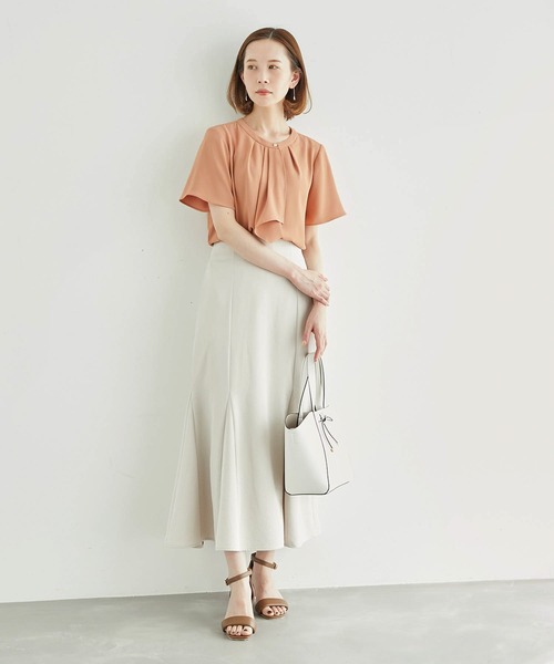 ROPE' PICNIC（ロペピクニック）の「【WEB限定カラー:ベージュ,ピンク】ボウタイフウタックハーフスリーブ（シャツ/ブラウス・レディース・チャコールグレー/ホワイト/ベージュ/ネイビー/ラベンダー/ピンク・38）」の22枚目の写真