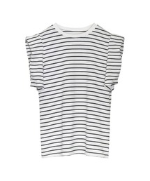 Re:EDIT | [新色追加][接触冷感]無地orボーダーパワショルデザインカットソーTシャツ(Tシャツ/カットソー)