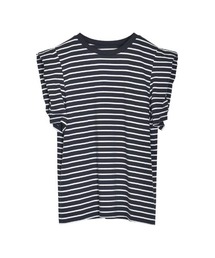 Re:EDIT | [新色追加][接触冷感]無地orボーダーパワショルデザインカットソーTシャツ(Tシャツ/カットソー)