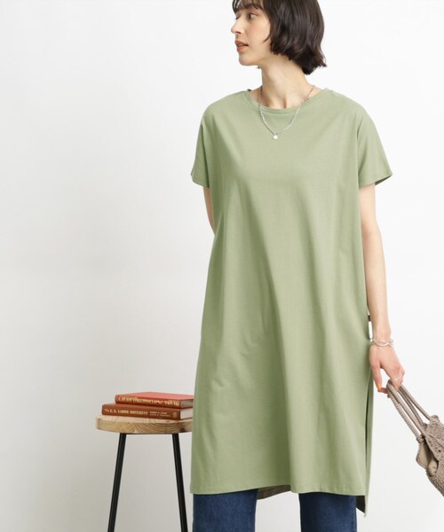 SHOO・LA・RUE(シューラルー)の「◆【接触冷感/洗濯機可】スリット タックスリーブワンピース(ワンピース・レディース・ホワイト系/ブラック/オリーブ/ピンク系/ブルー・02/03)」の3枚目の写真