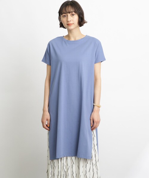 SHOO・LA・RUE(シューラルー)の「◆【接触冷感/洗濯機可】スリット タックスリーブワンピース(ワンピース・レディース・ホワイト系/ブラック/オリーブ/ピンク系/ブルー・02/03)」の7枚目の写真