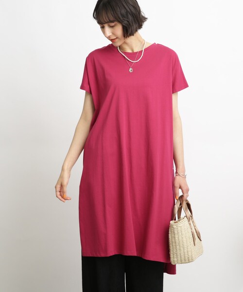 SHOO・LA・RUE(シューラルー)の「◆【接触冷感/洗濯機可】スリット タックスリーブワンピース(ワンピース・レディース・ホワイト系/ブラック/オリーブ/ピンク系/ブルー・02/03)」の22枚目の写真