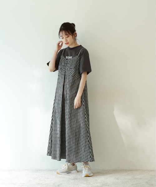 N.（N. Natural Beauty Basic）（エヌエヌナチュラルビューティーベーシック）の「◆ギンガムチェック切替ワンピース（ワンピース・レディース・ブラック/オレンジ・MEDIUM）」の10枚目の写真