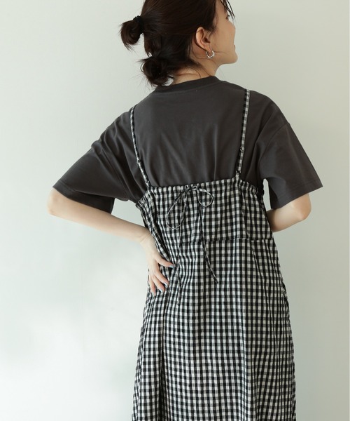 N.（N. Natural Beauty Basic）（エヌエヌナチュラルビューティーベーシック）の「◆ギンガムチェック切替ワンピース（ワンピース・レディース・ブラック/オレンジ・MEDIUM）」の14枚目の写真