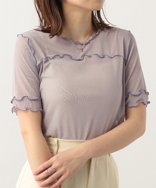 Heather(ヘザー)の「配色メロ-Tシャツ 299582(Tシャツ/カットソー・レディース・アイボリー/パープル/ピンク/ブラック・FREE)」の4枚目の写真
