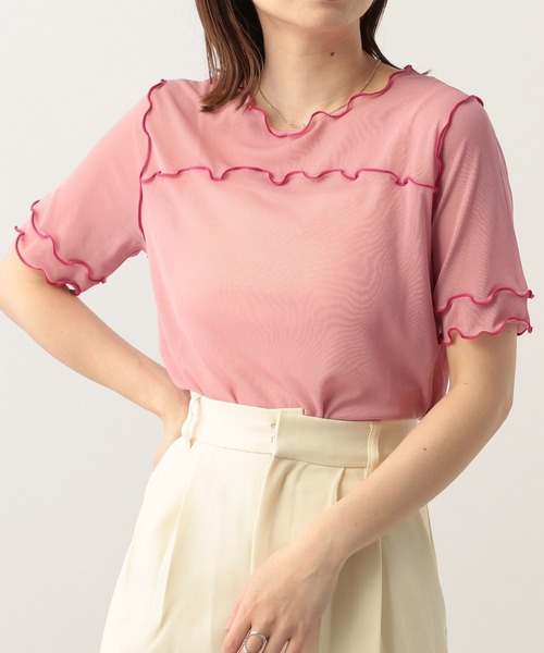 Heather(ヘザー)の「配色メロ-Tシャツ 299582(Tシャツ/カットソー・レディース・アイボリー/パープル/ピンク/ブラック・FREE)」の1枚目の写真