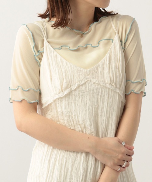 Heather(ヘザー)の「配色メロ-Tシャツ 299582(Tシャツ/カットソー・レディース・アイボリー/パープル/ピンク/ブラック・FREE)」の2枚目の写真
