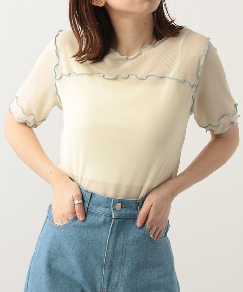 Heather(ヘザー)の「配色メロ-Tシャツ 299582(Tシャツ/カットソー・レディース・アイボリー/パープル/ピンク/ブラック・FREE)」の11枚目の写真