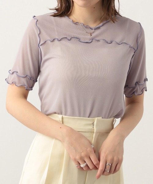 Heather(ヘザー)の「配色メロ-Tシャツ 299582(Tシャツ/カットソー・レディース・アイボリー/パープル/ピンク/ブラック・FREE)」の6枚目の写真