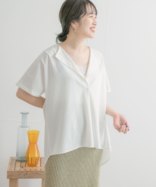 ITEMS URBANRESEARCH(アイテムズ アーバンリサーチ)の「リネンライクハンソデプルオーバー(Tシャツ/カットソー・レディース・ホワイト/カーキ/ブラック系その他・FREE)」の2枚目の写真