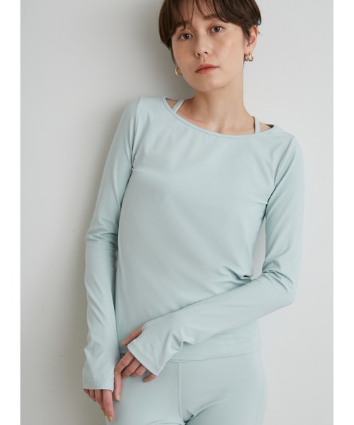 emmi（エミ）の「【emmi yoga】サステナレッチアクティブトップス（Tシャツ/カットソー・レディース・ライトブルー/ブラック/バーガンディー・1/0）」の2枚目の写真