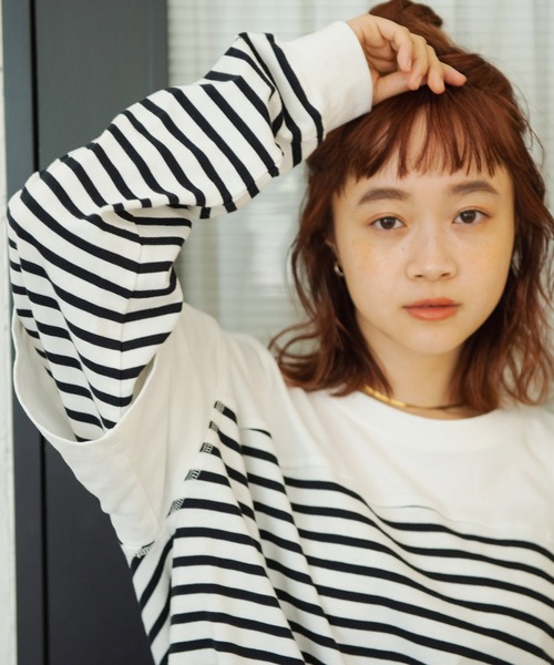 Crisp（クリスプ）の「レイヤードボーダーTシャツ（Tシャツ/カットソー・レディース・ブラック/ベージュ・FREE）」の13枚目の写真