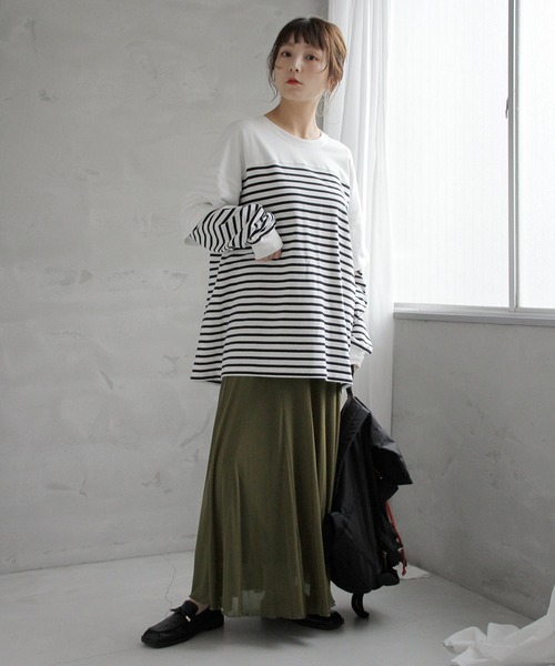Crisp（クリスプ）の「レイヤードボーダーTシャツ（Tシャツ/カットソー・レディース・ブラック/ベージュ・FREE）」の17枚目の写真
