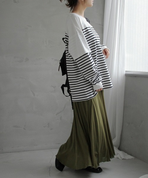 Crisp（クリスプ）の「レイヤードボーダーTシャツ（Tシャツ/カットソー・レディース・ブラック/ベージュ・FREE）」の18枚目の写真