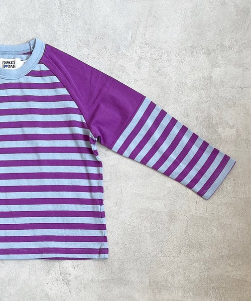 HOGAN RANCH WEAR(ホーガンランチウエア)の「キリカエラグランボーダーロンT(80~130cm)(Tシャツ/カットソー・キッズ・レッド/ブラック/パープル/グリーン・130/110/120/95/80/90/100)」の4枚目の写真