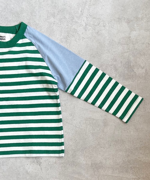 HOGAN RANCH WEAR(ホーガンランチウエア)の「キリカエラグランボーダーロンT(80~130cm)(Tシャツ/カットソー・キッズ・レッド/ブラック/パープル/グリーン・130/110/120/95/80/90/100)」の3枚目の写真