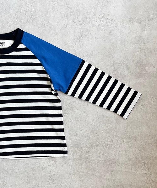 HOGAN RANCH WEAR(ホーガンランチウエア)の「キリカエラグランボーダーロンT(80~130cm)(Tシャツ/カットソー・キッズ・レッド/ブラック/パープル/グリーン・130/110/120/95/80/90/100)」の2枚目の写真