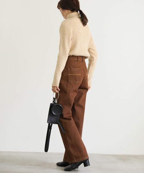 select MOCA（セレクトモカ）の「ストレートカラーデニムパンツ（デニムパンツ・レディース・ダークカーキ/ブラウン・SMALL/MEDIUM/LARGE）」の7枚目の写真