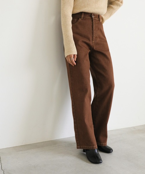 select MOCA（セレクトモカ）の「ストレートカラーデニムパンツ（デニムパンツ・レディース・ダークカーキ/ブラウン・SMALL/MEDIUM/LARGE）」の5枚目の写真