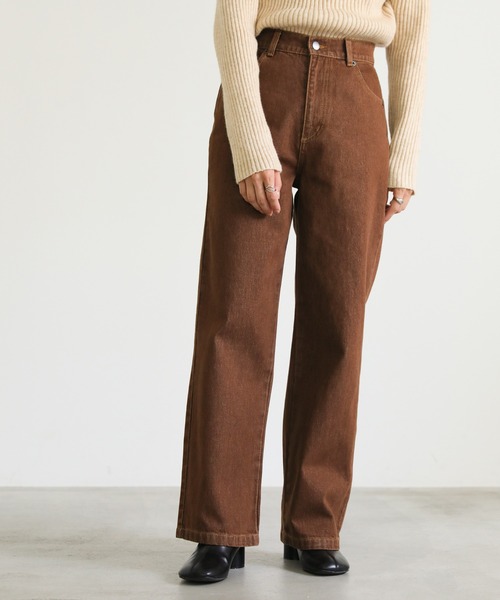 select MOCA（セレクトモカ）の「ストレートカラーデニムパンツ（デニムパンツ・レディース・ダークカーキ/ブラウン・SMALL/MEDIUM/LARGE）」の6枚目の写真