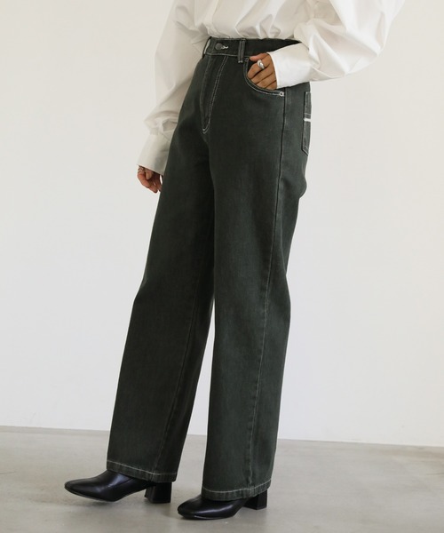 select MOCA（セレクトモカ）の「ストレートカラーデニムパンツ（デニムパンツ・レディース・ダークカーキ/ブラウン・SMALL/MEDIUM/LARGE）」の16枚目の写真