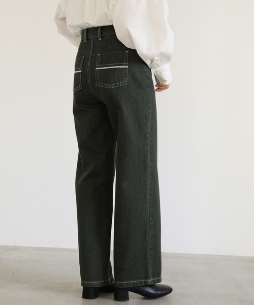 select MOCA（セレクトモカ）の「ストレートカラーデニムパンツ（デニムパンツ・レディース・ダークカーキ/ブラウン・SMALL/MEDIUM/LARGE）」の13枚目の写真