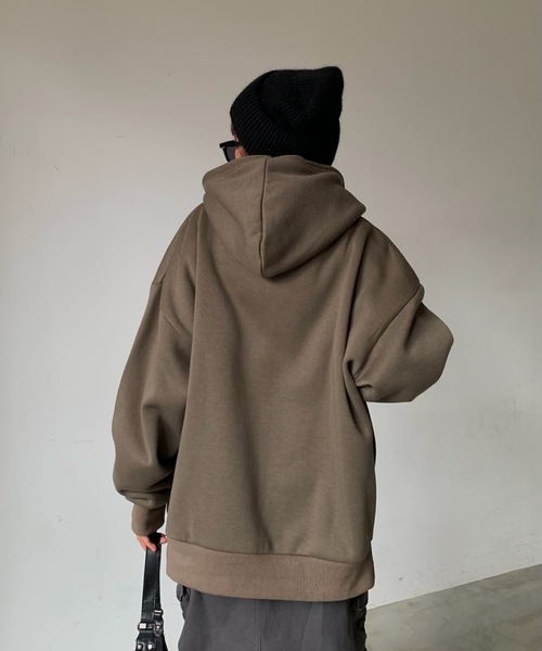 SHAGGIE(シャギー)の「裏起毛サガラ刺繍フロントZIPパーカー(パーカー・レディース・グレー/ブラック/カーキ/ブラウン・FREE)」の13枚目の写真