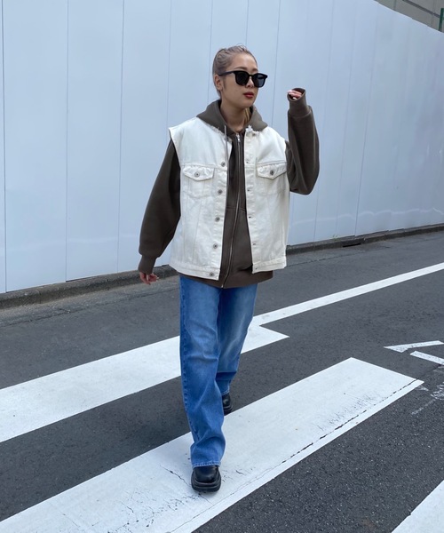 SHAGGIE(シャギー)の「裏起毛サガラ刺繍フロントZIPパーカー(パーカー・レディース・グレー/ブラック/カーキ/ブラウン・FREE)」の17枚目の写真