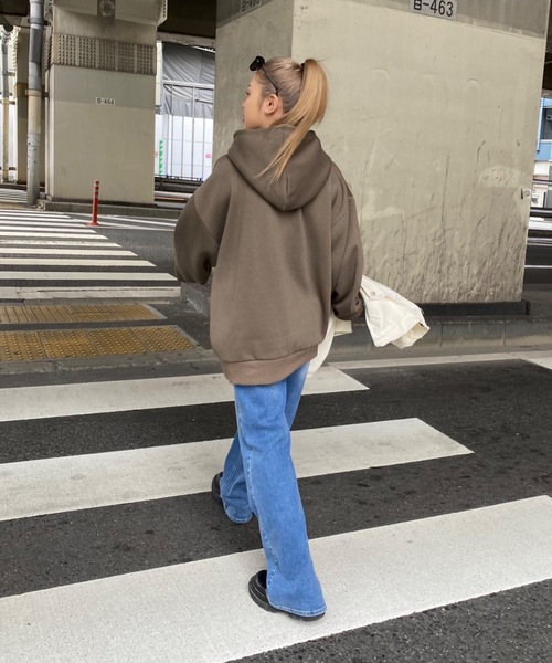SHAGGIE(シャギー)の「裏起毛サガラ刺繍フロントZIPパーカー(パーカー・レディース・グレー/ブラック/カーキ/ブラウン・FREE)」の18枚目の写真