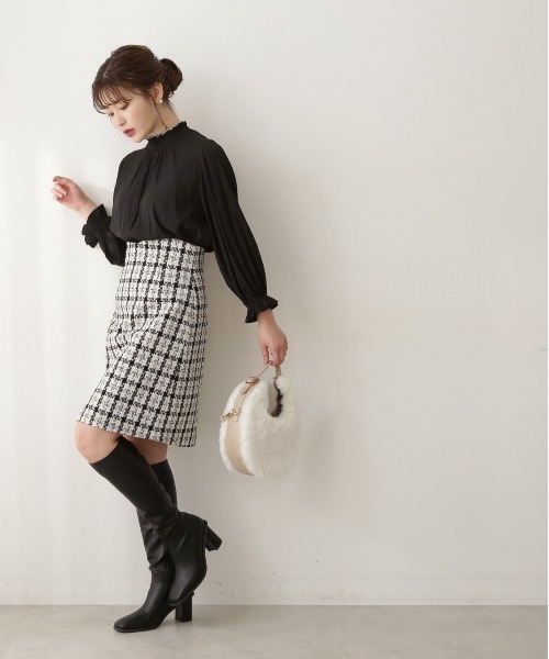 PROPORTION BODY DRESSING（プロポーションボディドレッシング）の「ハイウエストツィードミニスカート / 1212220911（スカート・レディース・ブラック/ホワイト系その他・MEDIUM/SMALL/X-SMALL）」の13枚目の写真