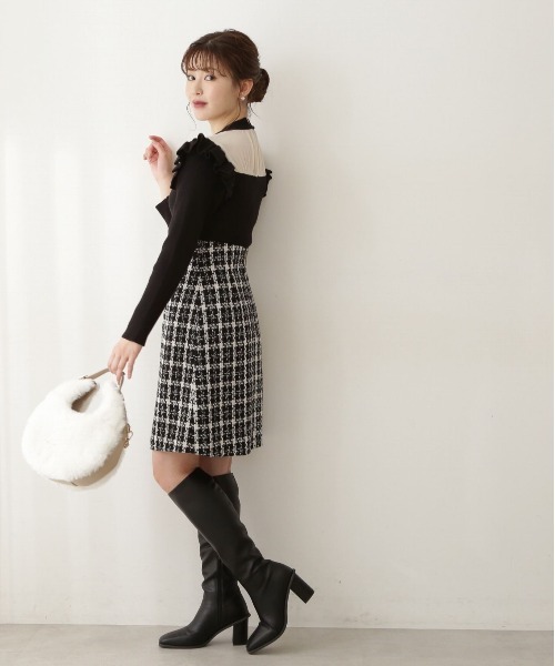 PROPORTION BODY DRESSING（プロポーションボディドレッシング）の「ハイウエストツィードミニスカート / 1212220911（スカート・レディース・ブラック/ホワイト系その他・MEDIUM/SMALL/X-SMALL）」の10枚目の写真