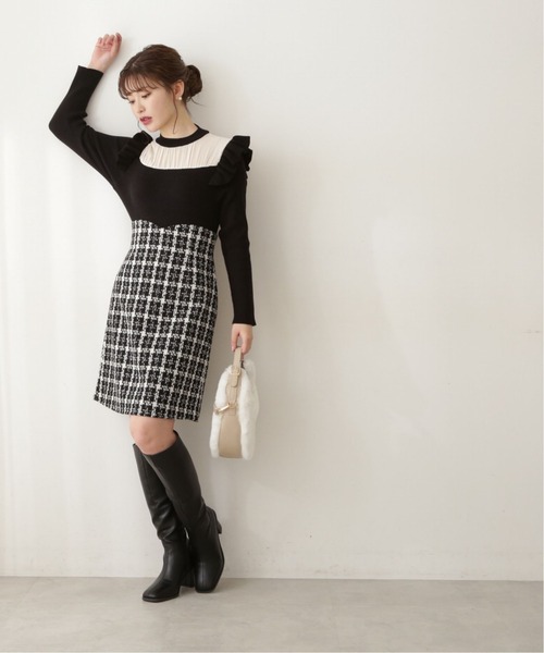 PROPORTION BODY DRESSING（プロポーションボディドレッシング）の「ハイウエストツィードミニスカート / 1212220911（スカート・レディース・ブラック/ホワイト系その他・MEDIUM/SMALL/X-SMALL）」の8枚目の写真