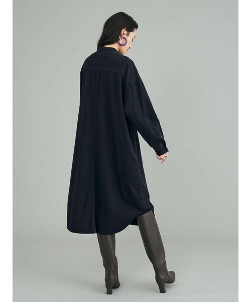 AMERICAN HOLIC（アメリカンホリック）の「スタンドシャツワンピース（シャツワンピース・レディース・ワンウォッシュ/ベージュ/ブラック・M/L）」の9枚目の写真
