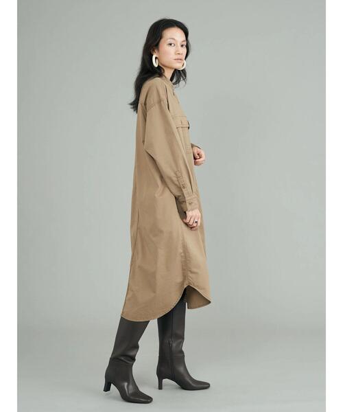 AMERICAN HOLIC（アメリカンホリック）の「スタンドシャツワンピース（シャツワンピース・レディース・ワンウォッシュ/ベージュ/ブラック・M/L）」の11枚目の写真