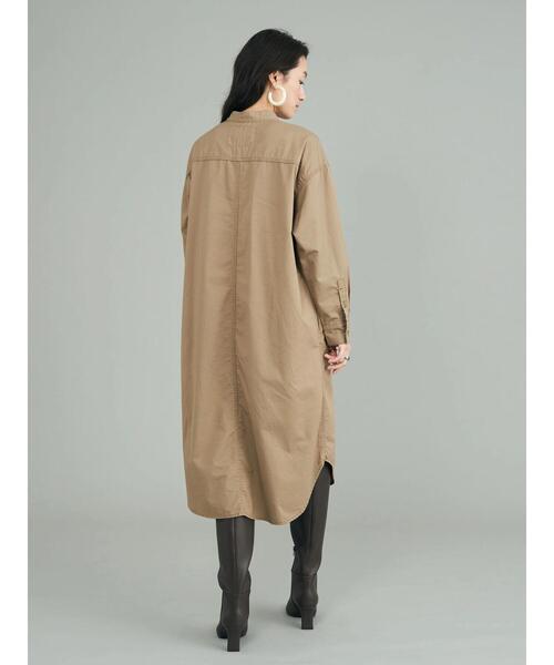 AMERICAN HOLIC（アメリカンホリック）の「スタンドシャツワンピース（シャツワンピース・レディース・ワンウォッシュ/ベージュ/ブラック・M/L）」の12枚目の写真