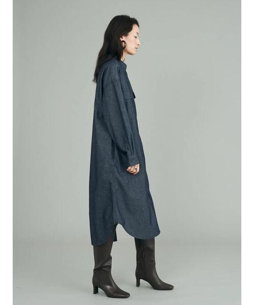 AMERICAN HOLIC（アメリカンホリック）の「スタンドシャツワンピース（シャツワンピース・レディース・ワンウォッシュ/ベージュ/ブラック・M/L）」の14枚目の写真