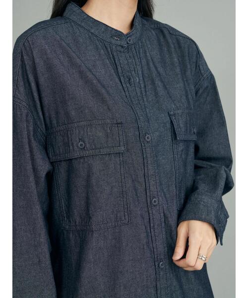 AMERICAN HOLIC（アメリカンホリック）の「スタンドシャツワンピース（シャツワンピース・レディース・ワンウォッシュ/ベージュ/ブラック・M/L）」の16枚目の写真