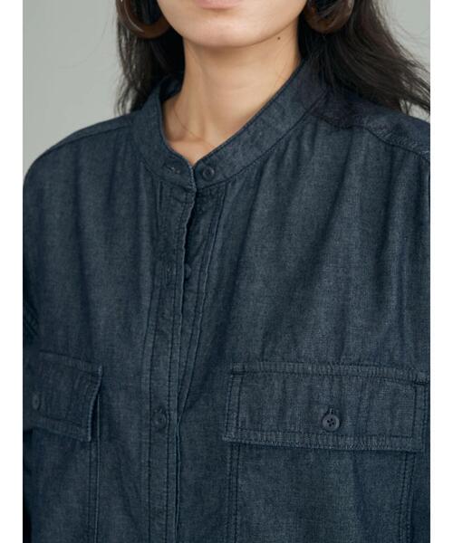 AMERICAN HOLIC（アメリカンホリック）の「スタンドシャツワンピース（シャツワンピース・レディース・ワンウォッシュ/ベージュ/ブラック・M/L）」の17枚目の写真