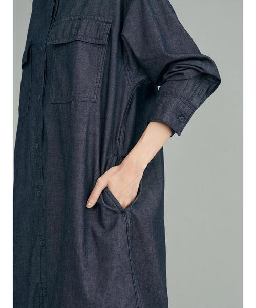 AMERICAN HOLIC（アメリカンホリック）の「スタンドシャツワンピース（シャツワンピース・レディース・ワンウォッシュ/ベージュ/ブラック・M/L）」の19枚目の写真
