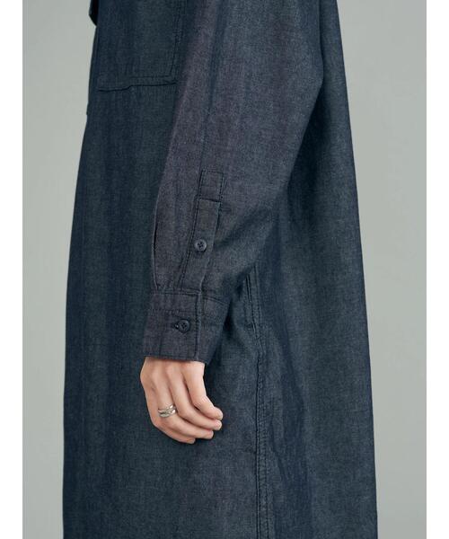 AMERICAN HOLIC（アメリカンホリック）の「スタンドシャツワンピース（シャツワンピース・レディース・ワンウォッシュ/ベージュ/ブラック・M/L）」の20枚目の写真