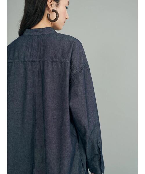 AMERICAN HOLIC（アメリカンホリック）の「スタンドシャツワンピース（シャツワンピース・レディース・ワンウォッシュ/ベージュ/ブラック・M/L）」の22枚目の写真