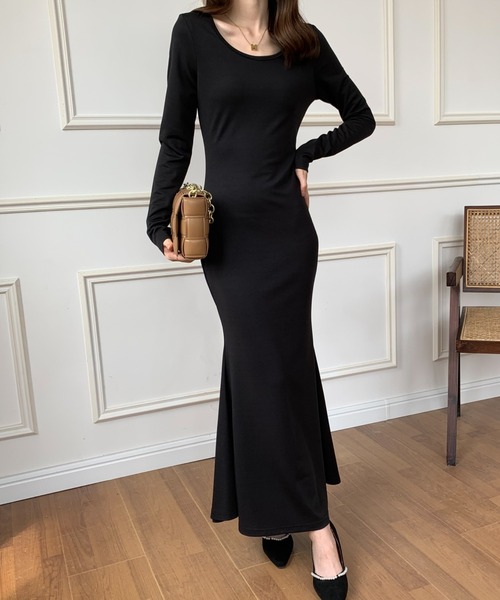 ECLIN（エクラン）の「マキシ丈マーメイドロングワンピース（ワンピース・レディース・ブラック/ブラウン/グリーン・S/M）」の9枚目の写真