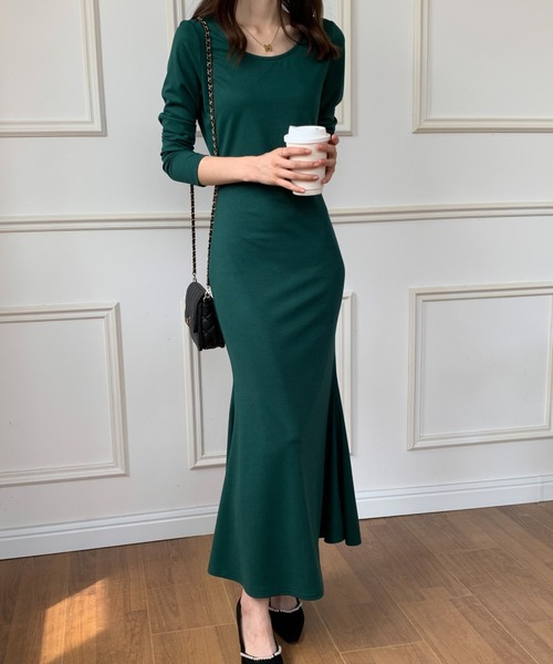 ECLIN（エクラン）の「マキシ丈マーメイドロングワンピース（ワンピース・レディース・ブラック/ブラウン/グリーン・S/M）」の6枚目の写真