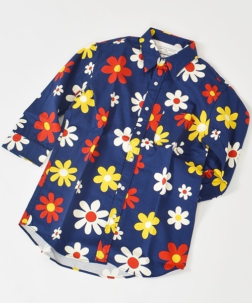 SHIPS GENERAL SUPPLY(シップスジェネラルサプライ)の「SHIPS GENERAL SUPPLY(シップス ジェネラルサプライ): フラワープリント 7スリーブシャツ■(シャツ/ブラウス・メンズ・ホワイト/オフホワイト/ナチュラル/ネイビー/ストーン/ブルー系その他/ホワイト×ブルー/ダークブルー/ブルー・X-LARGE/MEDIUM/SMALL/LARGE)」の6枚目の写真